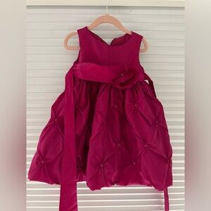 Elegant Magenta Kids Dress with Floral Detail